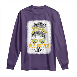 Messy Bun School Bus Driver Life Long Sleeve Shirt TS14 Purple Print Your Wear