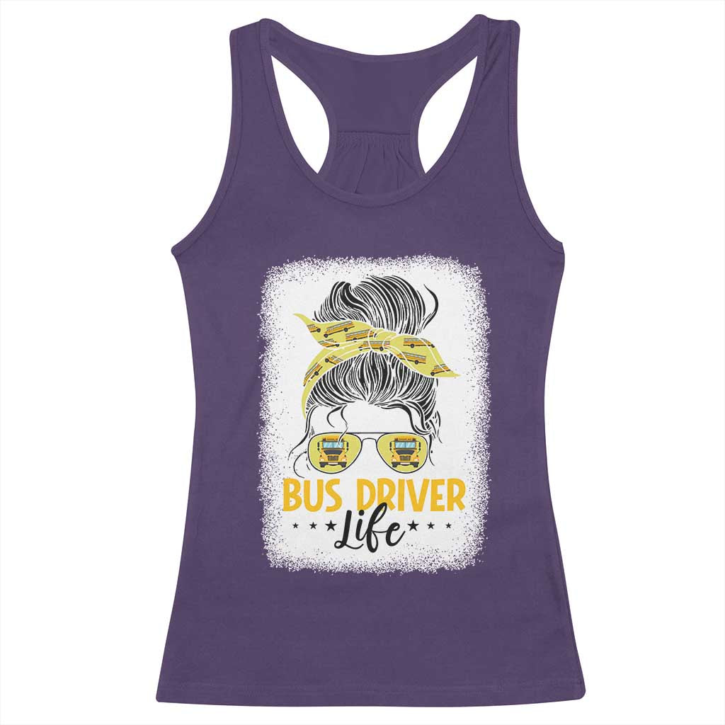 Messy Bun School Bus Driver Life Racerback Tank Top TS14 Purple Print Your Wear