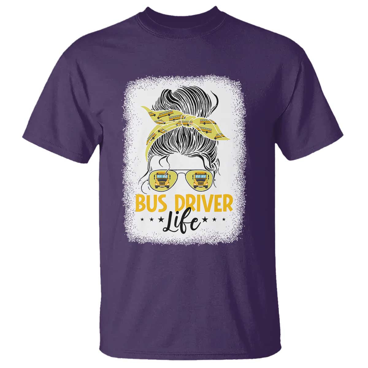 Messy Bun School Bus Driver Life T Shirt TS14 Purple Print Your Wear