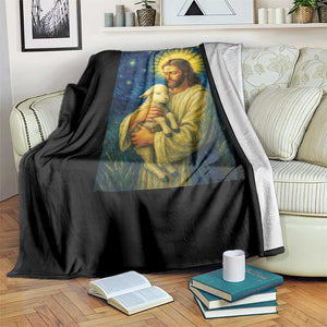 Jesus Christian Throw Blanket Hug Lamb Starry Night Van Gogh TS14 Print Your Wear
