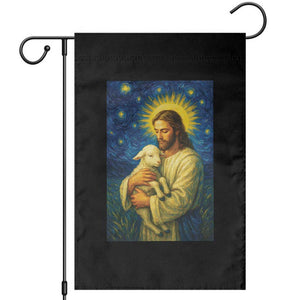 Jesus Christian Garden Flag Hug Lamb Starry Night Van Gogh TS14 Black Print Your Wear