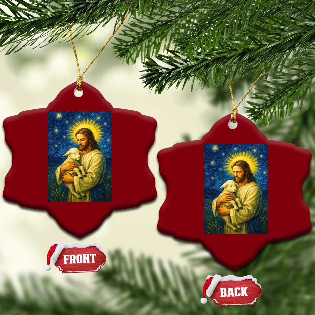 Jesus Christian Ceramic Ornament Hug Lamb Starry Night Van Gogh TS14 Print Your Wear