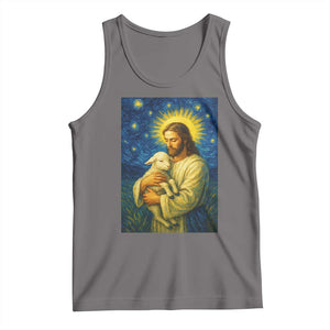 Jesus Christian Tank Top Hug Lamb Starry Night Van Gogh TS14 Deep Heather Print Your Wear