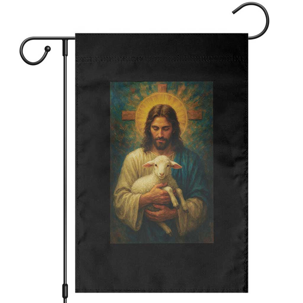 Jesus Christian Garden Flag Hug Lamb Faith Easter TS14 Black Print Your Wear