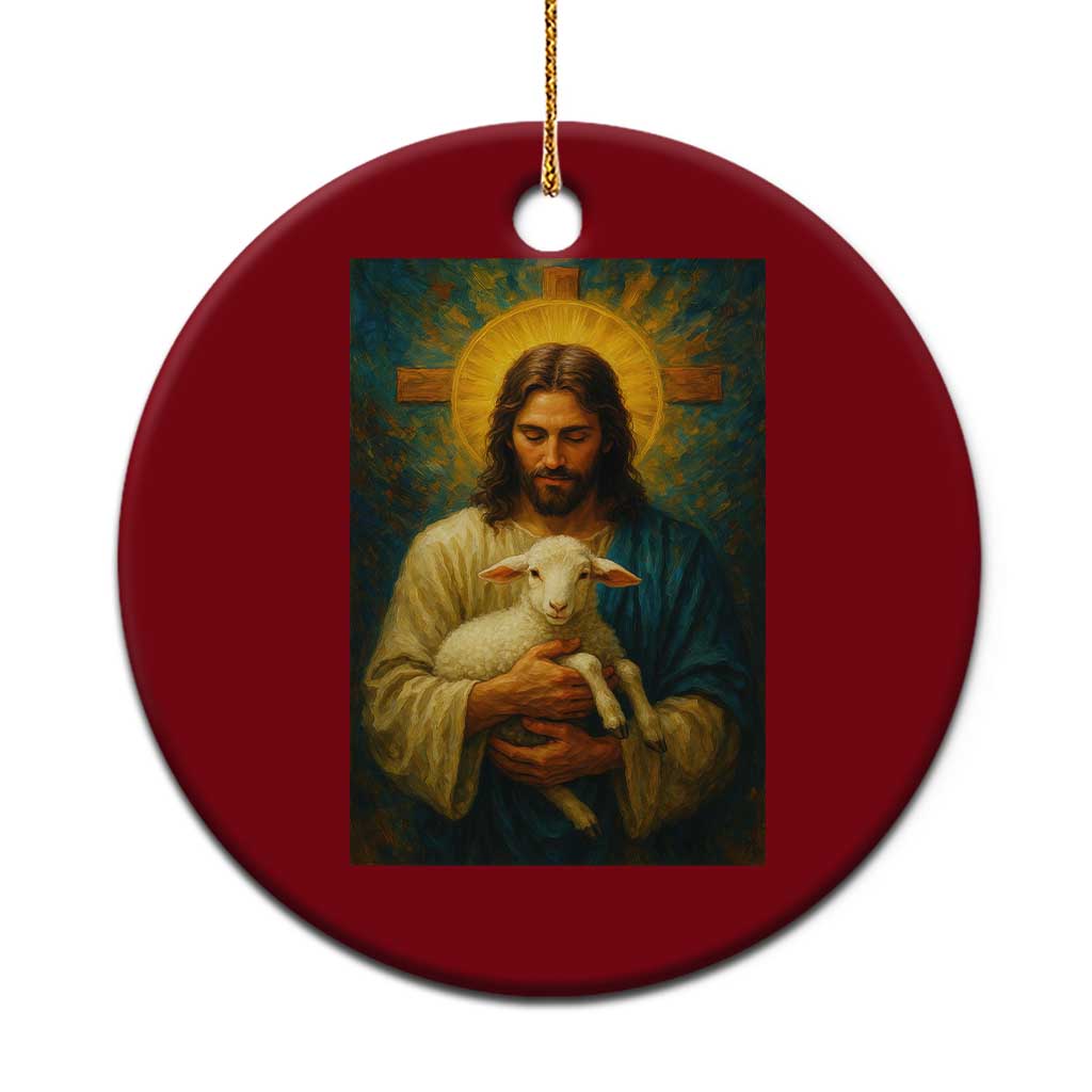 Jesus Christian Ceramic Ornament Hug Lamb Faith Easter TS14 1pc Red Print Your Wear