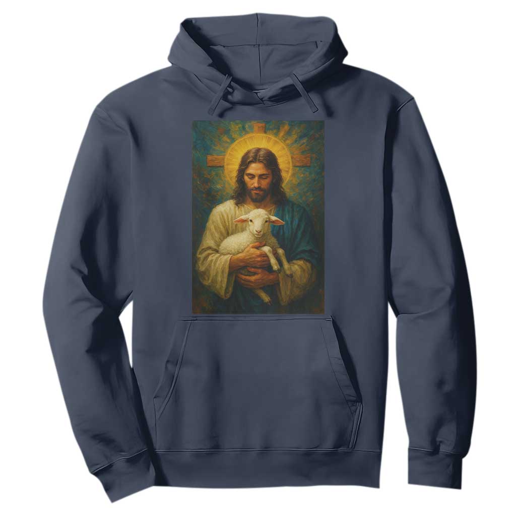 Jesus Christian Hoodie Hug Lamb Faith Easter TS14 Navy Print Your Wear