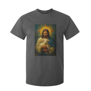 Jesus Christian T Shirt For Kid Hug Lamb Faith Easter TS14 Dark Heather Print Your Wear