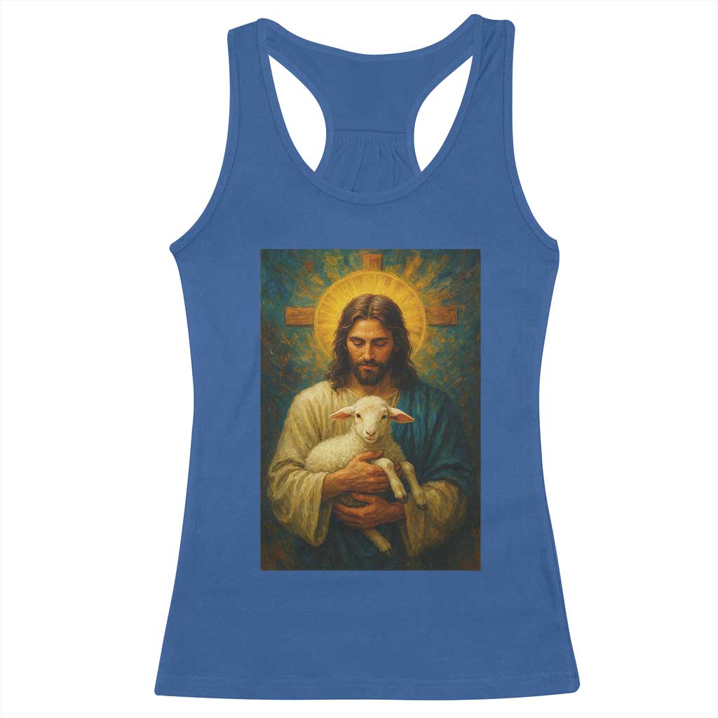 Jesus Christian Racerback Tank Top Hug Lamb Faith Easter TS14 Royal Blue Print Your Wear