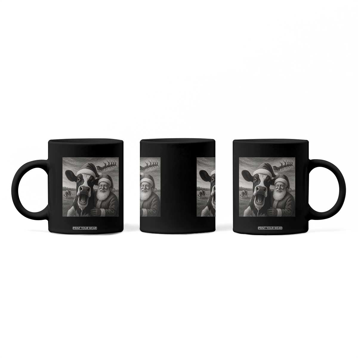 Funny Santa Selfie with Cow Christmas Coffee Mug TS14 Print Your Wear