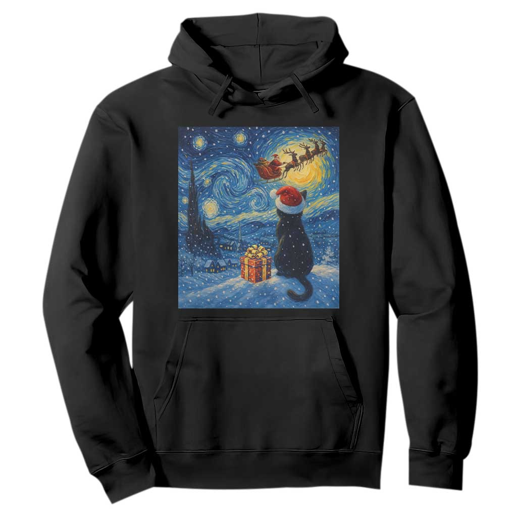 Cat Starry Night Christmas Hoodie Van Gogh Cat Lover Xmas TS14 Black Print Your Wear