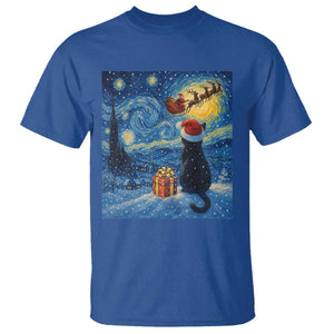 Cat Starry Night Christmas T Shirt Van Gogh Cat Lover Xmas TS14 Royal Blue Print Your Wear