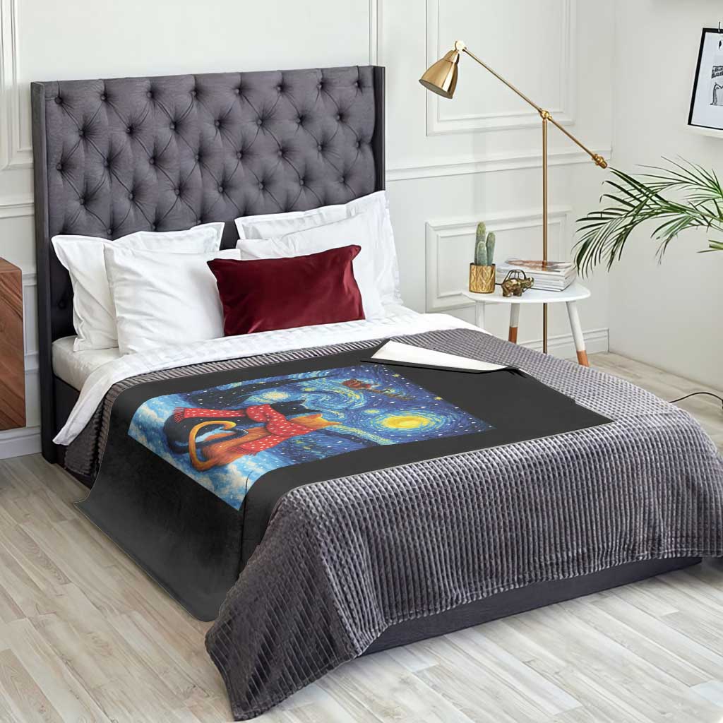 Funny Couples Christmas Throw Blanket Cats Lover Starry Night TS14 Print Your Wear