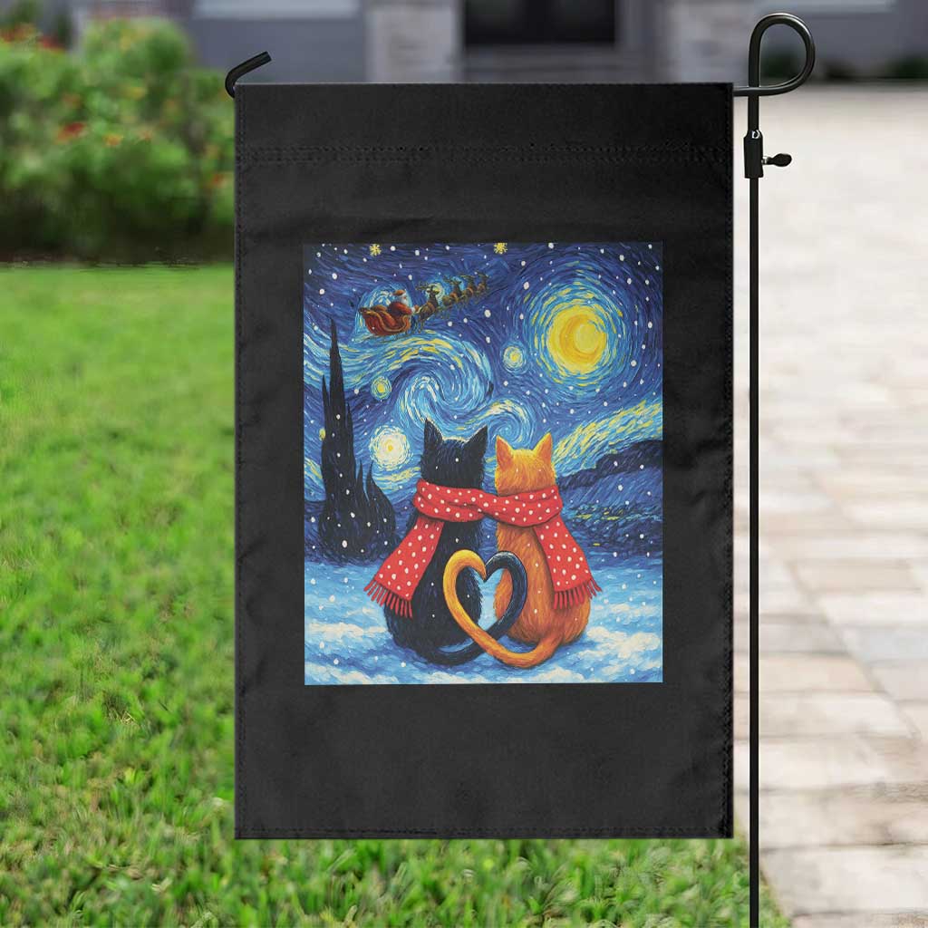 Funny Couples Christmas Garden Flag Cats Lover Starry Night TS14 Print Your Wear