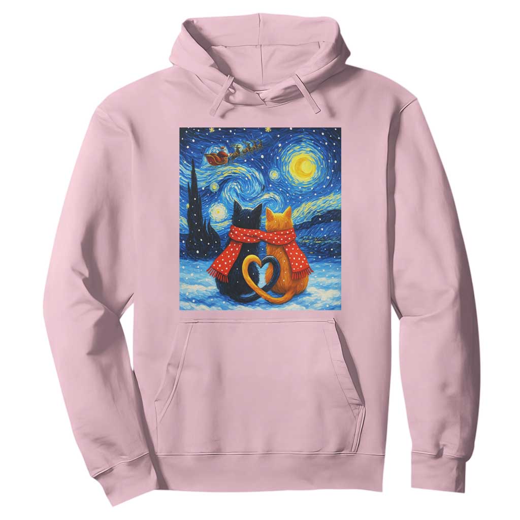 Funny Couples Christmas Hoodie Cats Lover Starry Night TS14 Light Pink Print Your Wear
