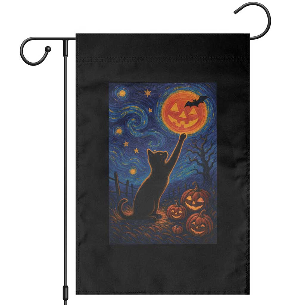 Black Cat Halloween Garden Flag Starry Night Van Gogh TS14 Black Print Your Wear