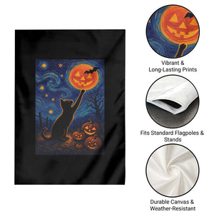 Black Cat Halloween Garden Flag Starry Night Van Gogh TS14 Print Your Wear