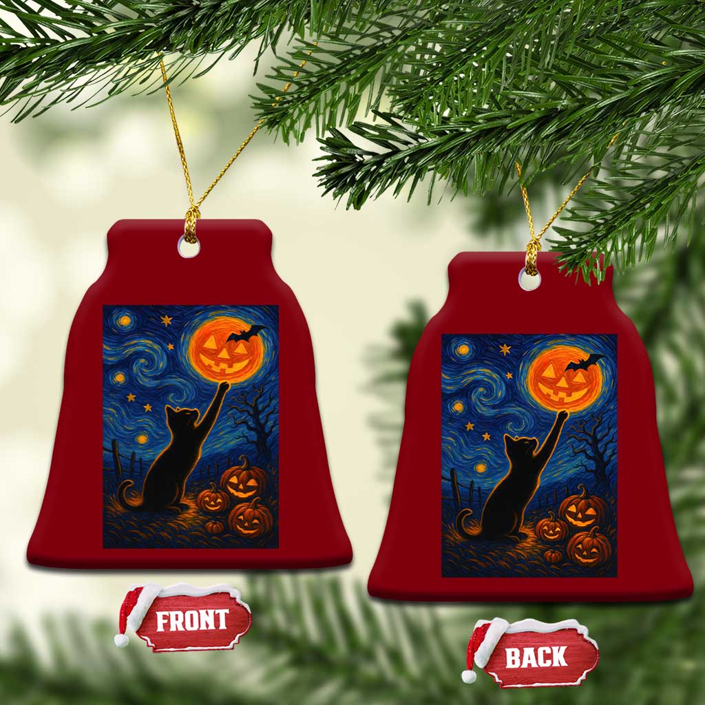 Black Cat Halloween Ceramic Ornament Starry Night Van Gogh TS14 Print Your Wear