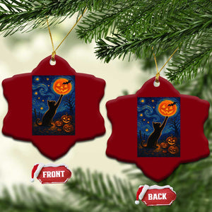 Black Cat Halloween Ceramic Ornament Starry Night Van Gogh TS14 Print Your Wear