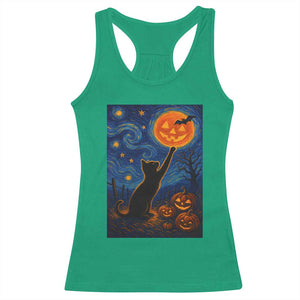 Black Cat Halloween Racerback Tank Top Starry Night Van Gogh TS14 Irish Green Print Your Wear