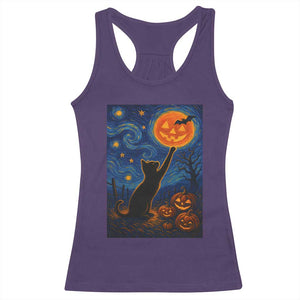 Black Cat Halloween Racerback Tank Top Starry Night Van Gogh TS14 Purple Print Your Wear