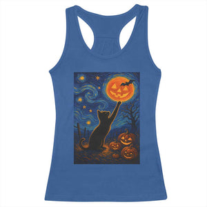 Black Cat Halloween Racerback Tank Top Starry Night Van Gogh TS14 Royal Blue Print Your Wear