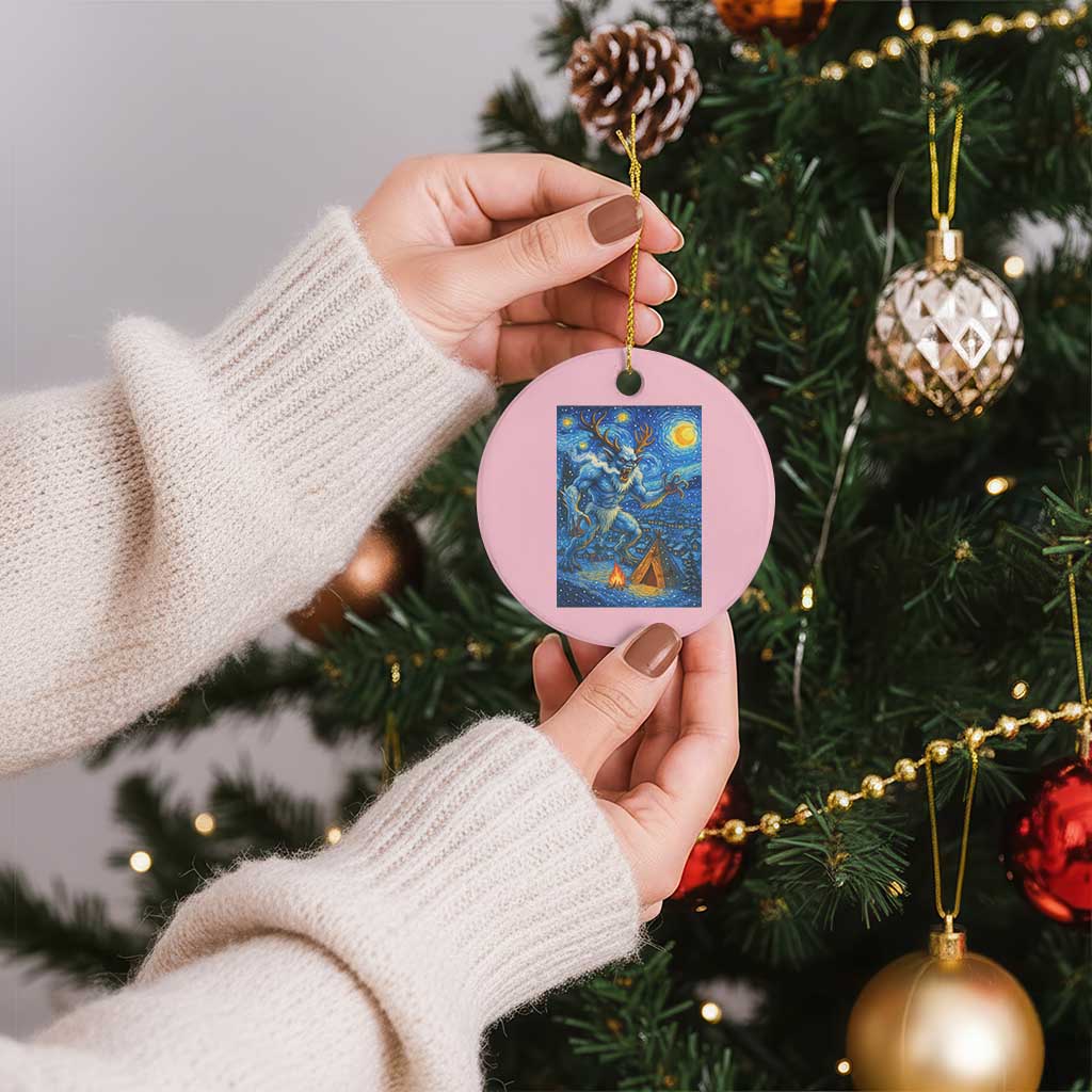 Wedigo Cryptid Xmas Ceramic Ornament Native American Starry Night Xmas TS14 1pc Light Pink Print Your Wear