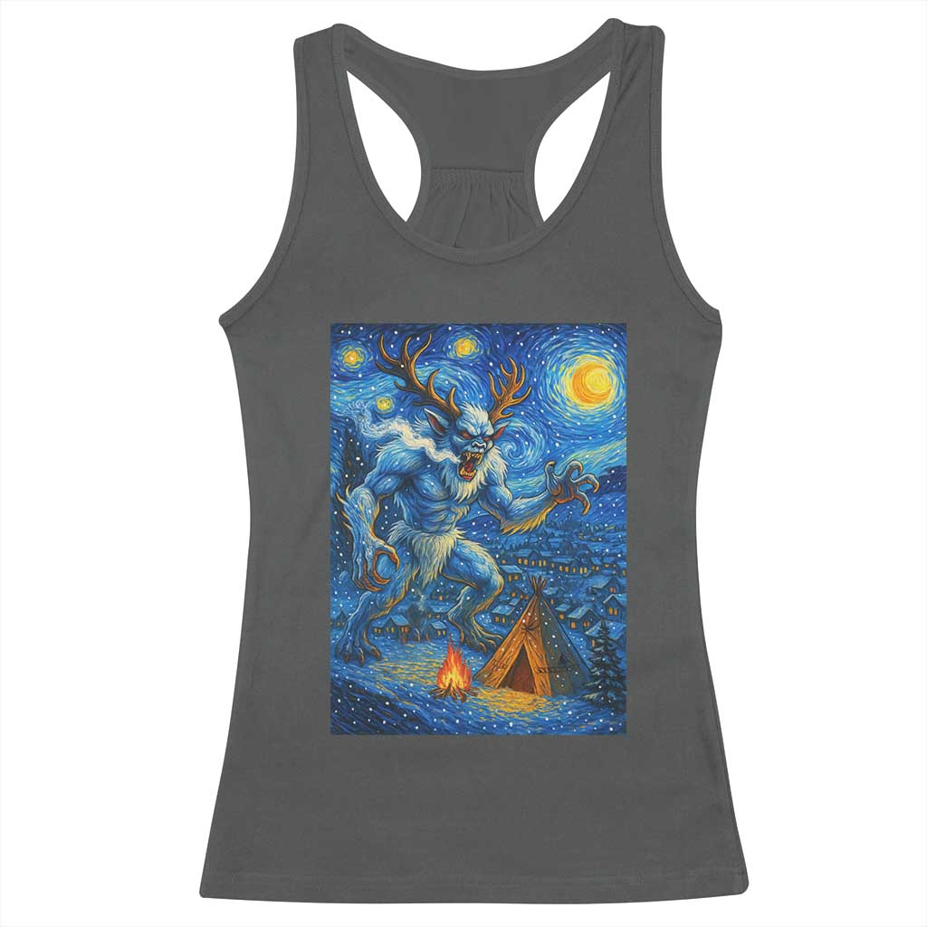Wedigo Cryptid Christmas Racerback Tank Top Native American Starry Night Xmas TS14 Dark Heather Print Your Wear