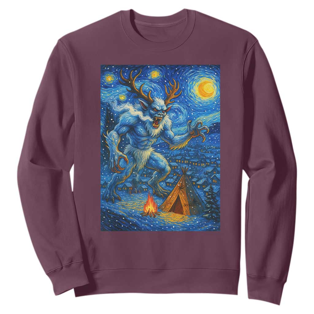 Wedigo Cryptid Christmas Sweatshirt Native American Starry Night Xmas TS14 Maroon Print Your Wear