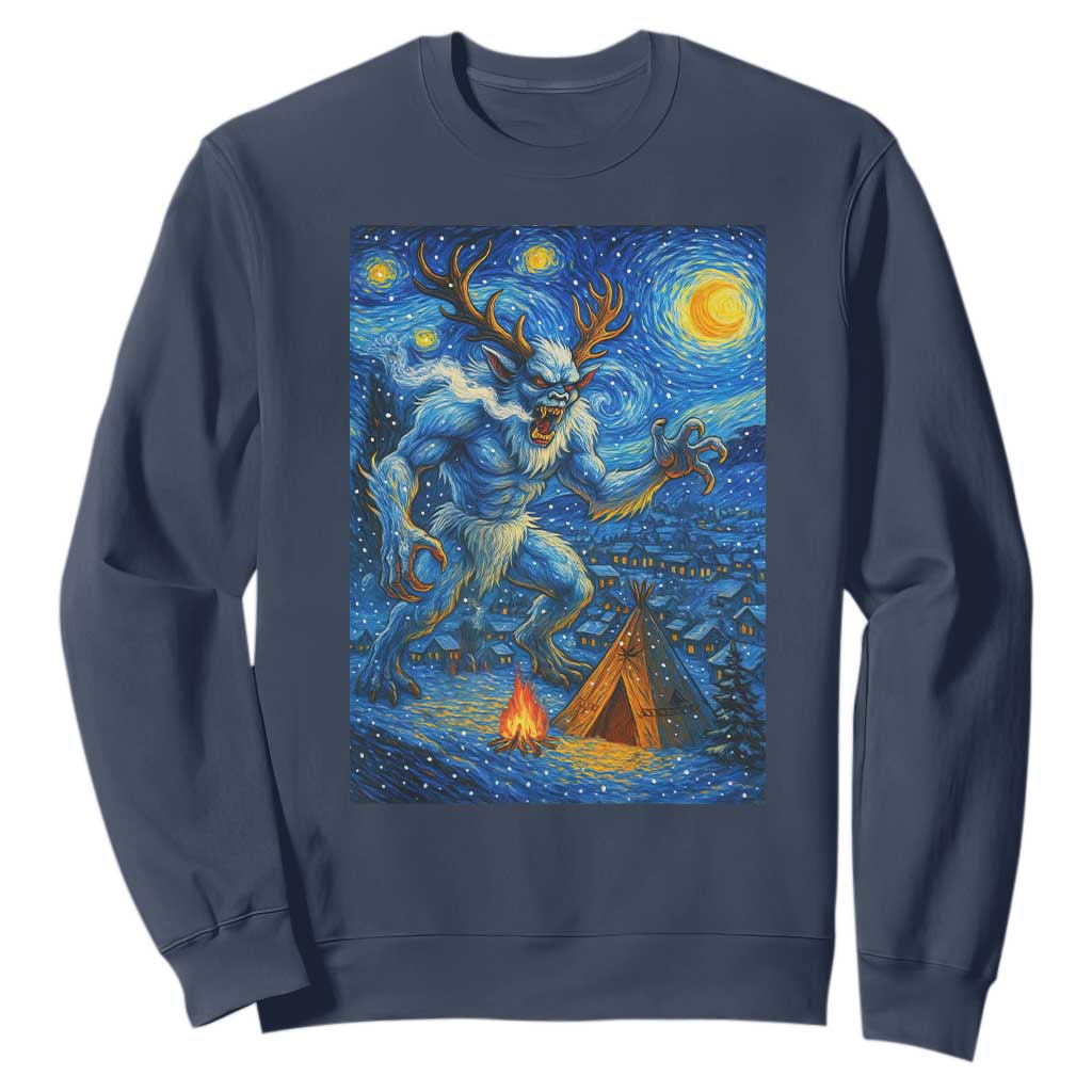 Wedigo Cryptid Christmas Sweatshirt Native American Starry Night Xmas TS14 Navy Print Your Wear