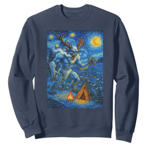 Wedigo Cryptid Christmas Sweatshirt Native American Starry Night Xmas TS14 Navy Print Your Wear