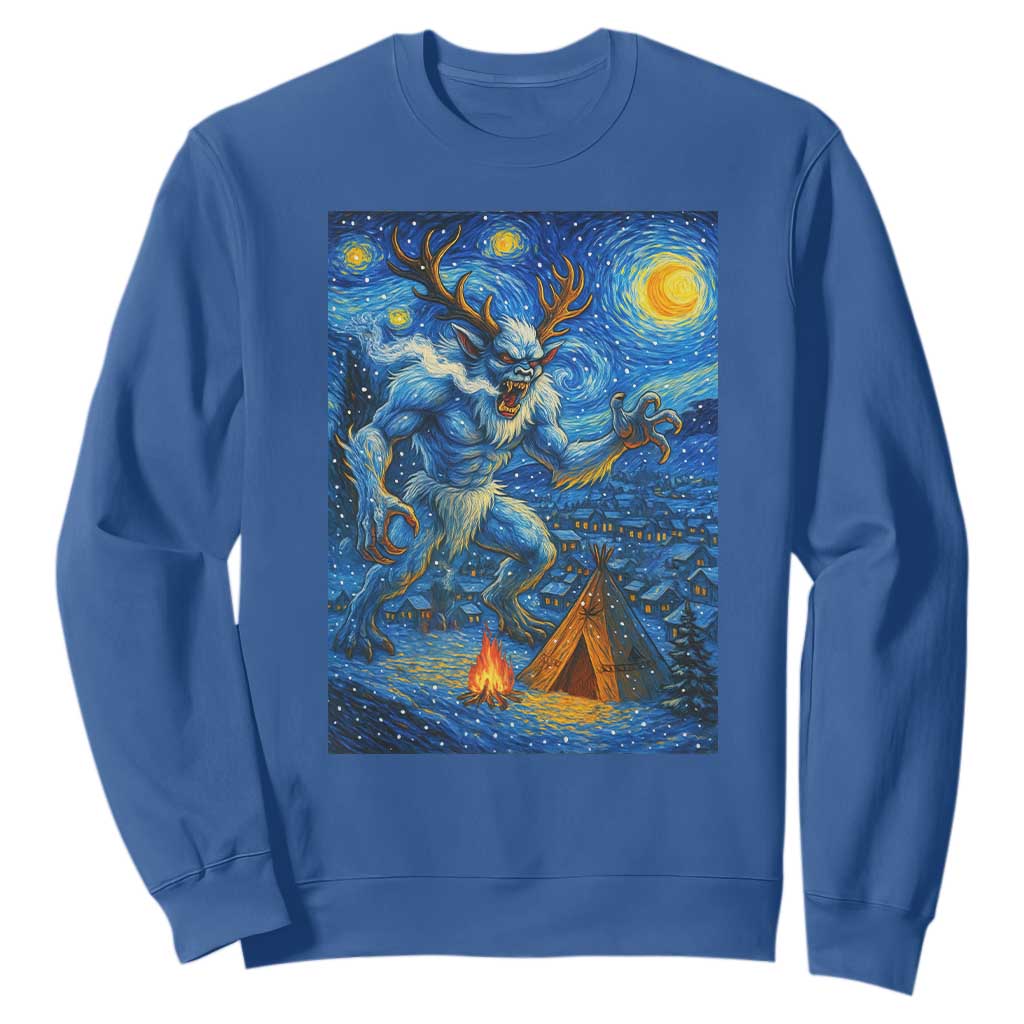 Wedigo Cryptid Christmas Sweatshirt Native American Starry Night Xmas TS14 Royal Blue Print Your Wear