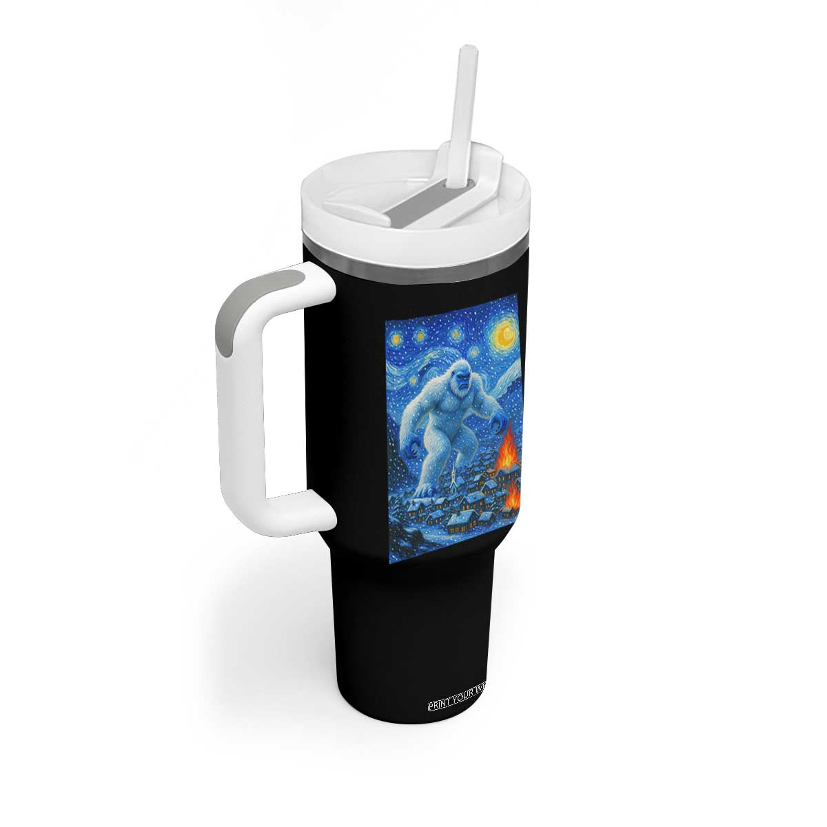 Yeti Cryptid Christmas Tumbler With Handle Winter Monster Starry Night Xmas TS14 Print Your Wear