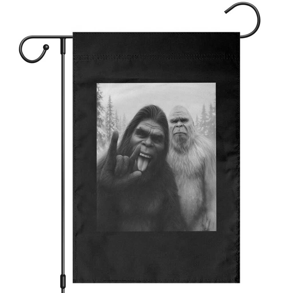 Bigfoot Selfie Christmas Garden Flag Sasquatch Yeti Rock On Hand TS14 Black Print Your Wear