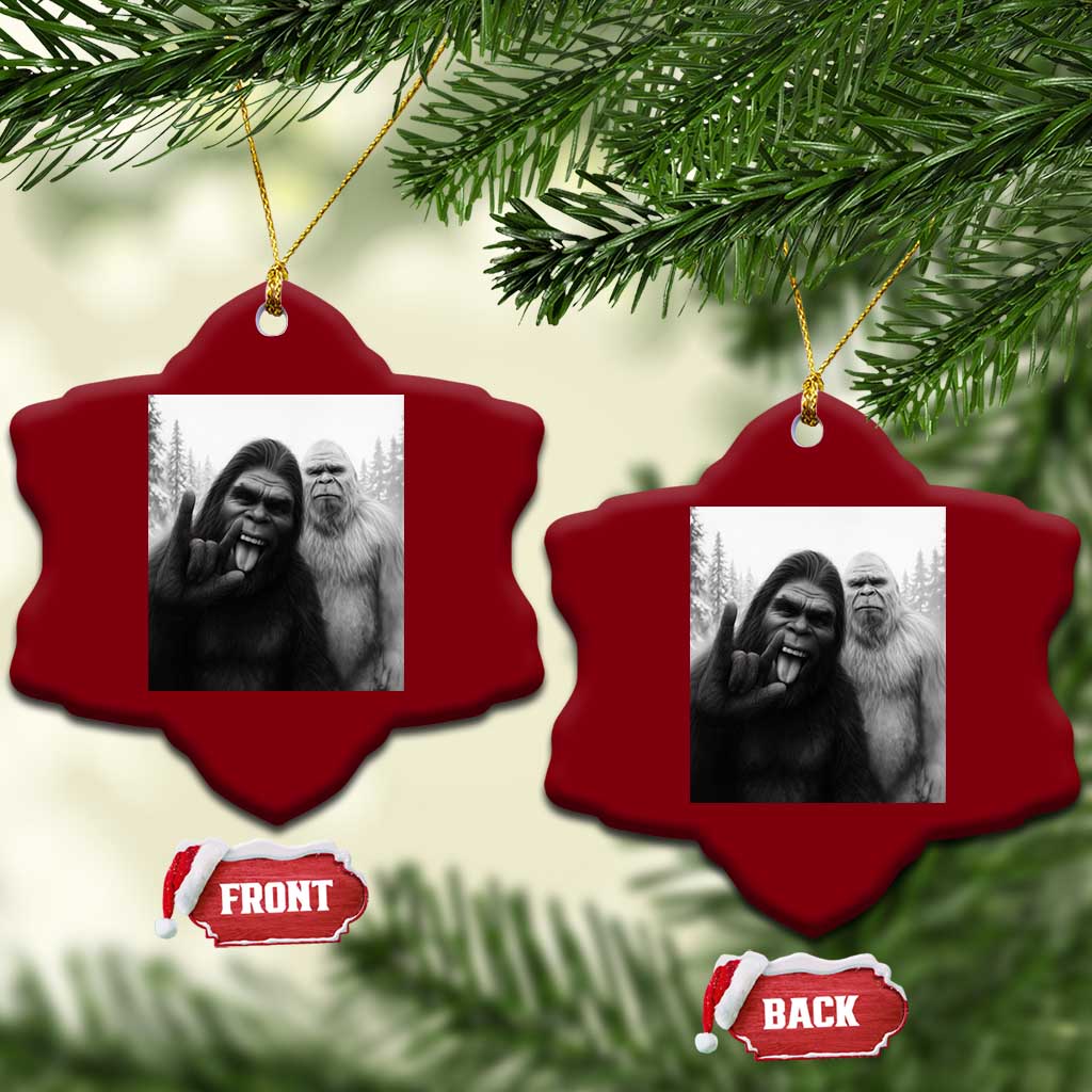 Bigfoot Selfie Xmas Ceramic Ornament Sasquatch Yeti Rock On Hand TS14 Print Your Wear
