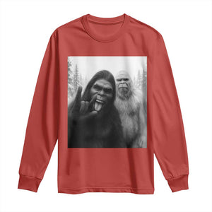 Bigfoot Selfie Christmas Long Sleeve Shirt Sasquatch Yeti Rock On Hand TS14 Red Print Your Wear