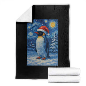 Penguin Christmas Throw Blanket Starry Night Van Gogh TS14 Black Print Your Wear