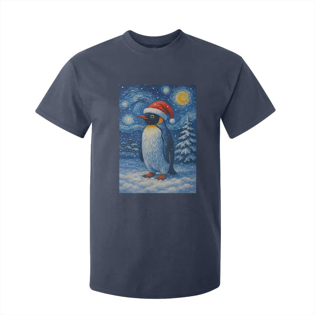 Penguin Christmas T Shirt For Kid Starry Night Van Gogh TS14 Navy Print Your Wear