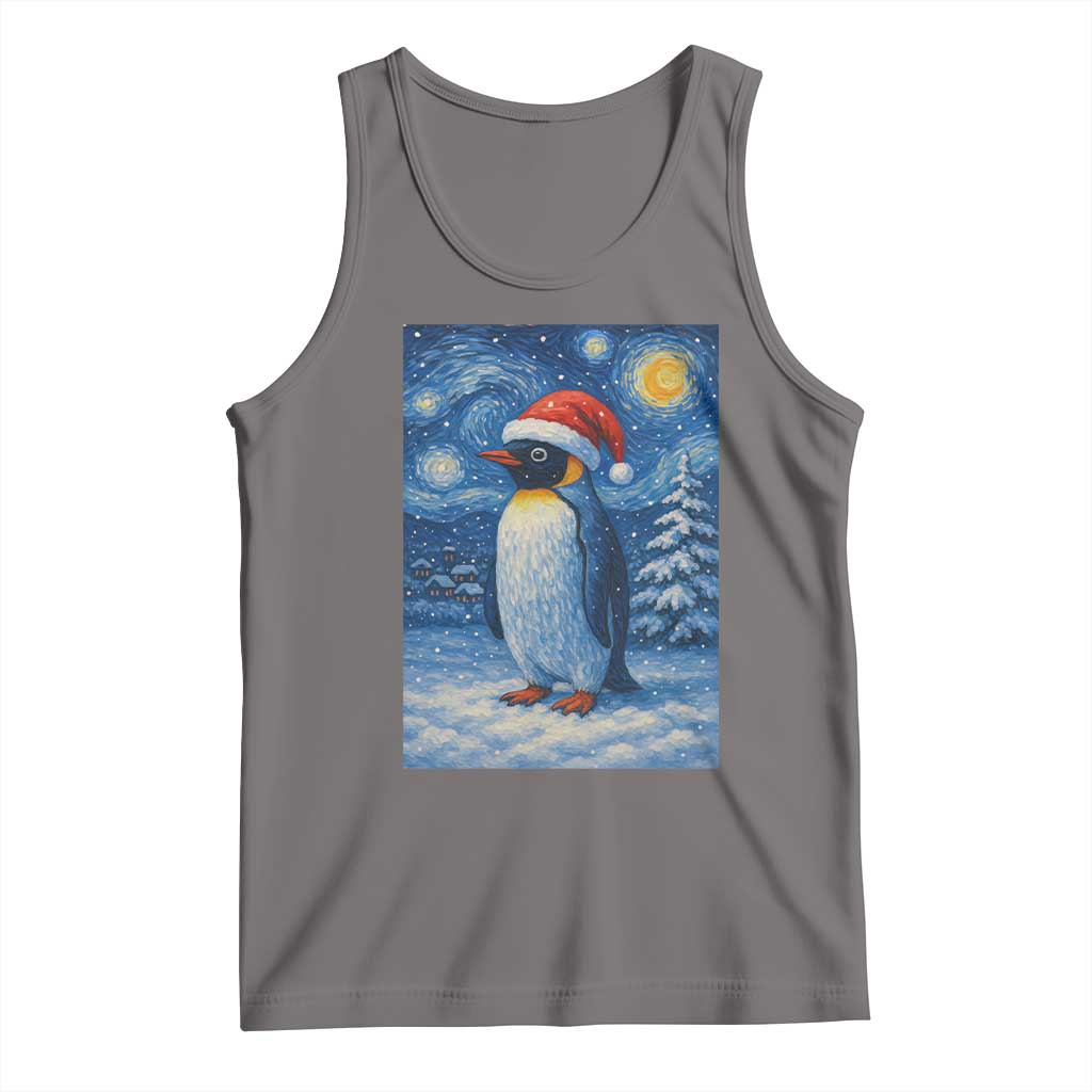 Penguin Christmas Tank Top Starry Night Van Gogh TS14 Deep Heather Print Your Wear