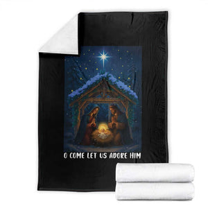 Nativity Scene Christmas Throw Blanket O Come Let Us Adrove Him TS14 Black Print Your Wear