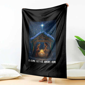 Nativity Scene Christmas Throw Blanket O Come Let Us Adrove Him TS14 Print Your Wear