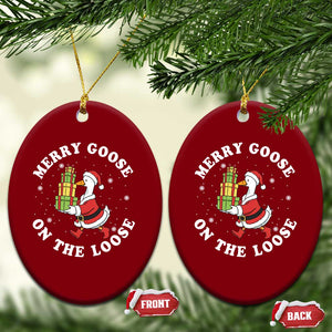 Festive Goose on The Loose Ceramic Ornament Funny Goose Christmas Meme TS14 Print Your Wear