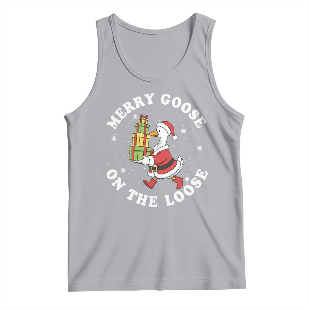 Festive Goose on The Loose Tank Top Funny Goose Christmas Meme TS14 Athletic Heather Print Your Wear