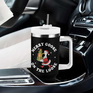Festive Goose on The Loose Tumbler With Handle Funny Goose Christmas Meme TS14 Print Your Wear