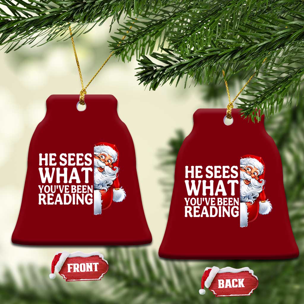 He Sees What You Have Been Reading Ceramic Ornament Funny Bookish Christmas Book Lover TS14 Print Your Wear