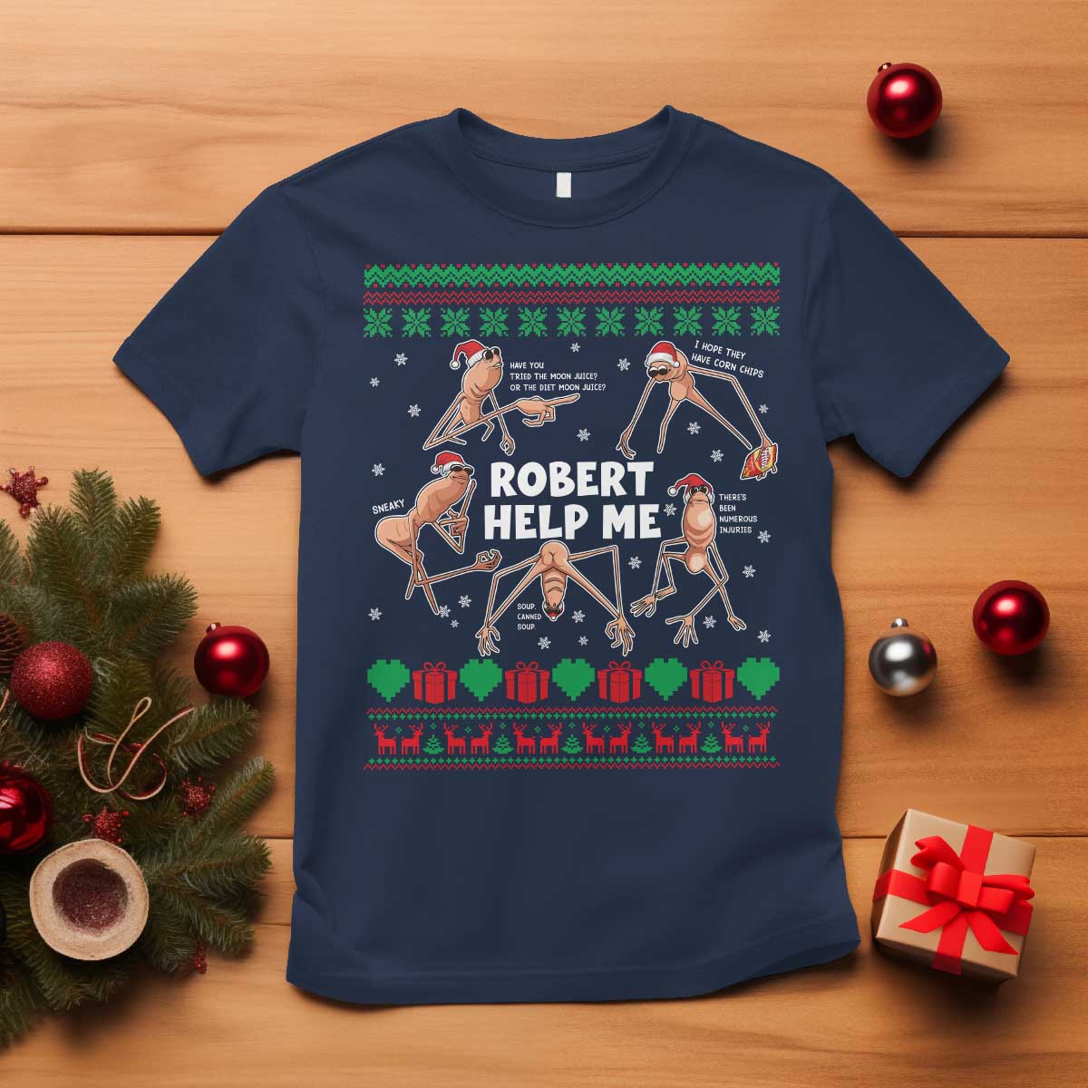Marcus The Worm Christmas Meme T Shirt TS14 Navy Print Your Wear