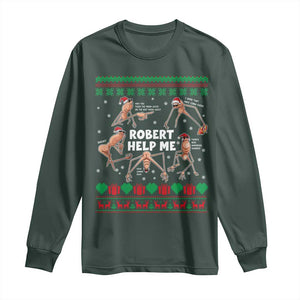 Marcus The Worm Christmas Meme Long Sleeve Shirt TS14 Dark Forest Green Print Your Wear