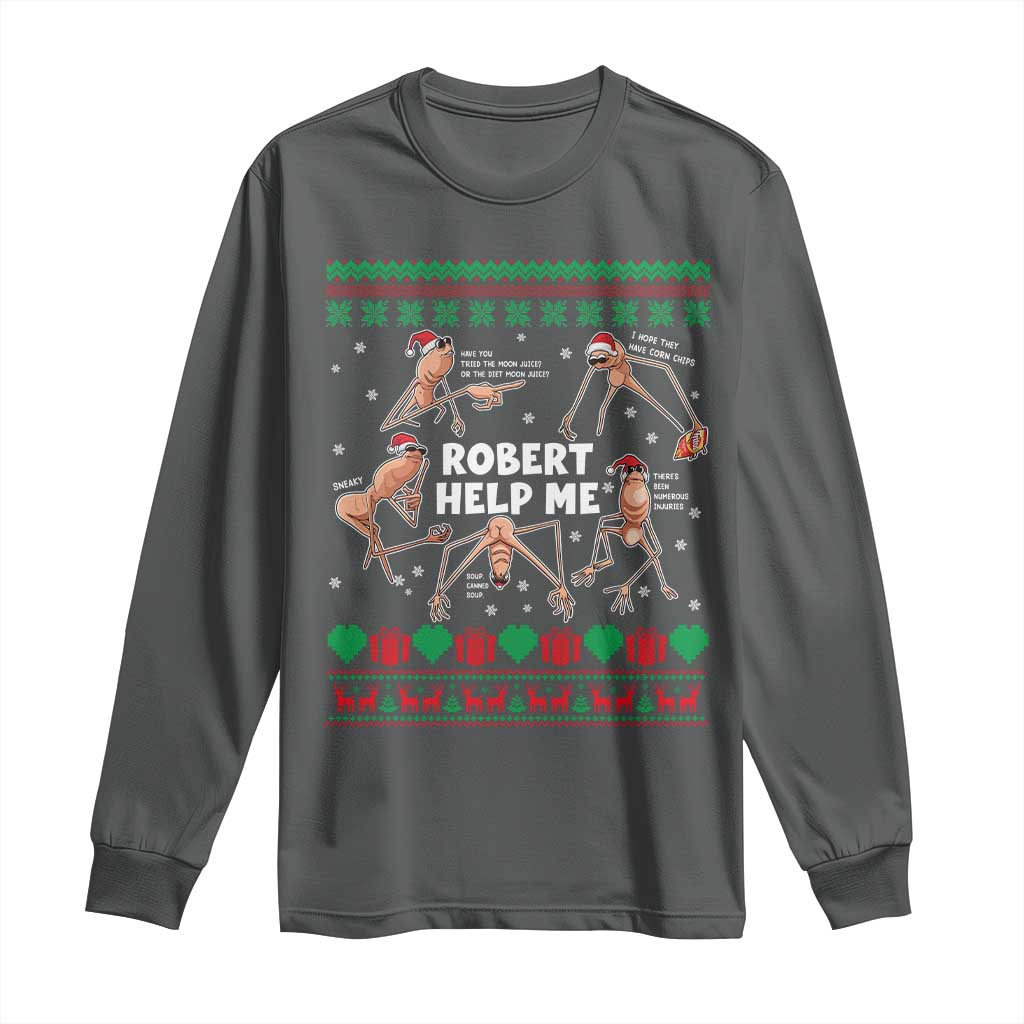 Marcus The Worm Christmas Meme Long Sleeve Shirt TS14 Dark Heather Print Your Wear