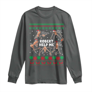 Marcus The Worm Christmas Meme Long Sleeve Shirt TS14 Dark Heather Print Your Wear