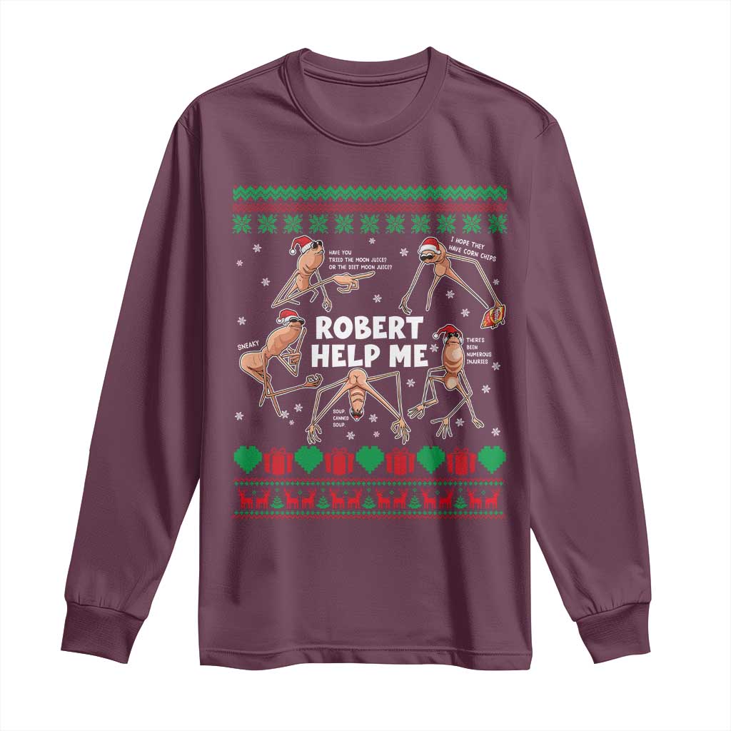 Marcus The Worm Christmas Meme Long Sleeve Shirt TS14 Maroon Print Your Wear