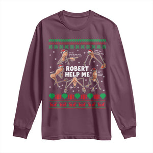 Marcus The Worm Christmas Meme Long Sleeve Shirt TS14 Maroon Print Your Wear